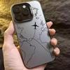 Модный серебряный чехол для телефона через границу для Apple 17 Pro Max, 16 Pro, 15 - Персонализированный противоударный с дизайном рисунка линии самолета.
