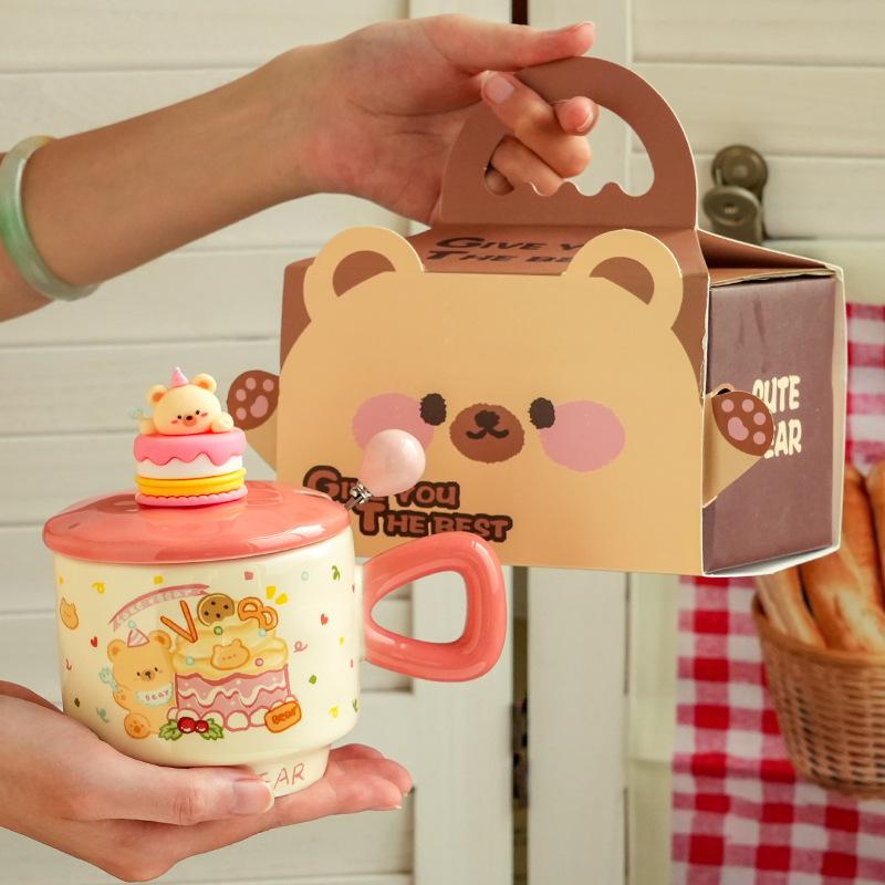Креативные подарки Торт на день рождения Керамическая чашка Детский студенческий праздничный подарок Милая кружка Бытовая чайная чашка Чашка для воды