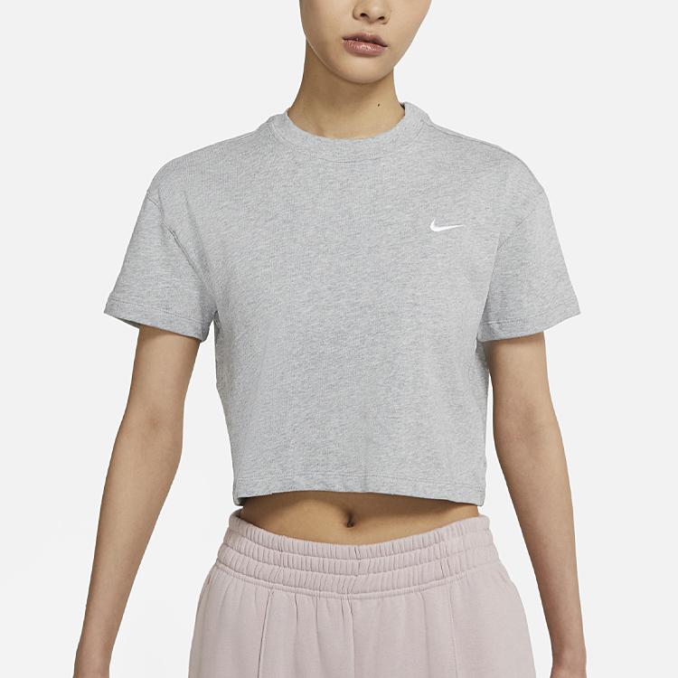 Nike Lab Casual Solid Color Logo Short Sleeve A Round Neck Top Women tops Gray DA0324-063