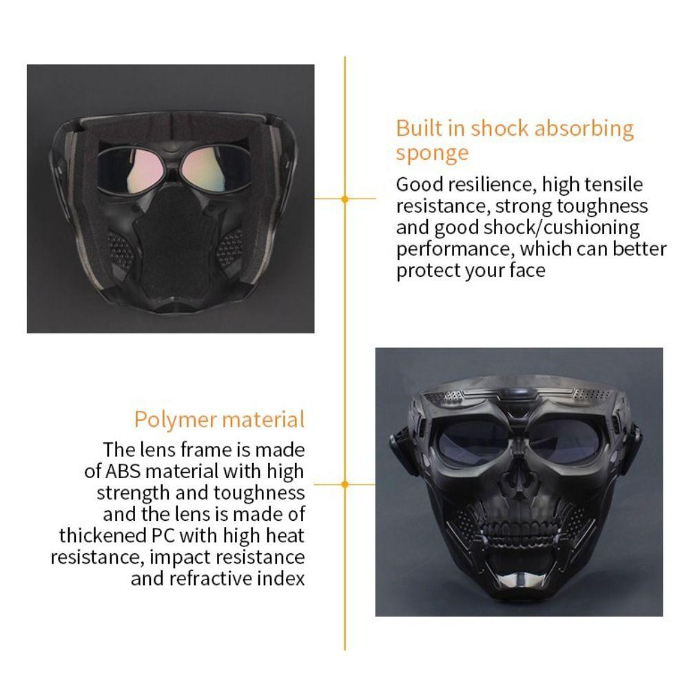 Зеркальная маска для лица, череп, очки в форме призрака, маска с черепами для мотокросса, маска для верховой езды, мотоциклетные очки