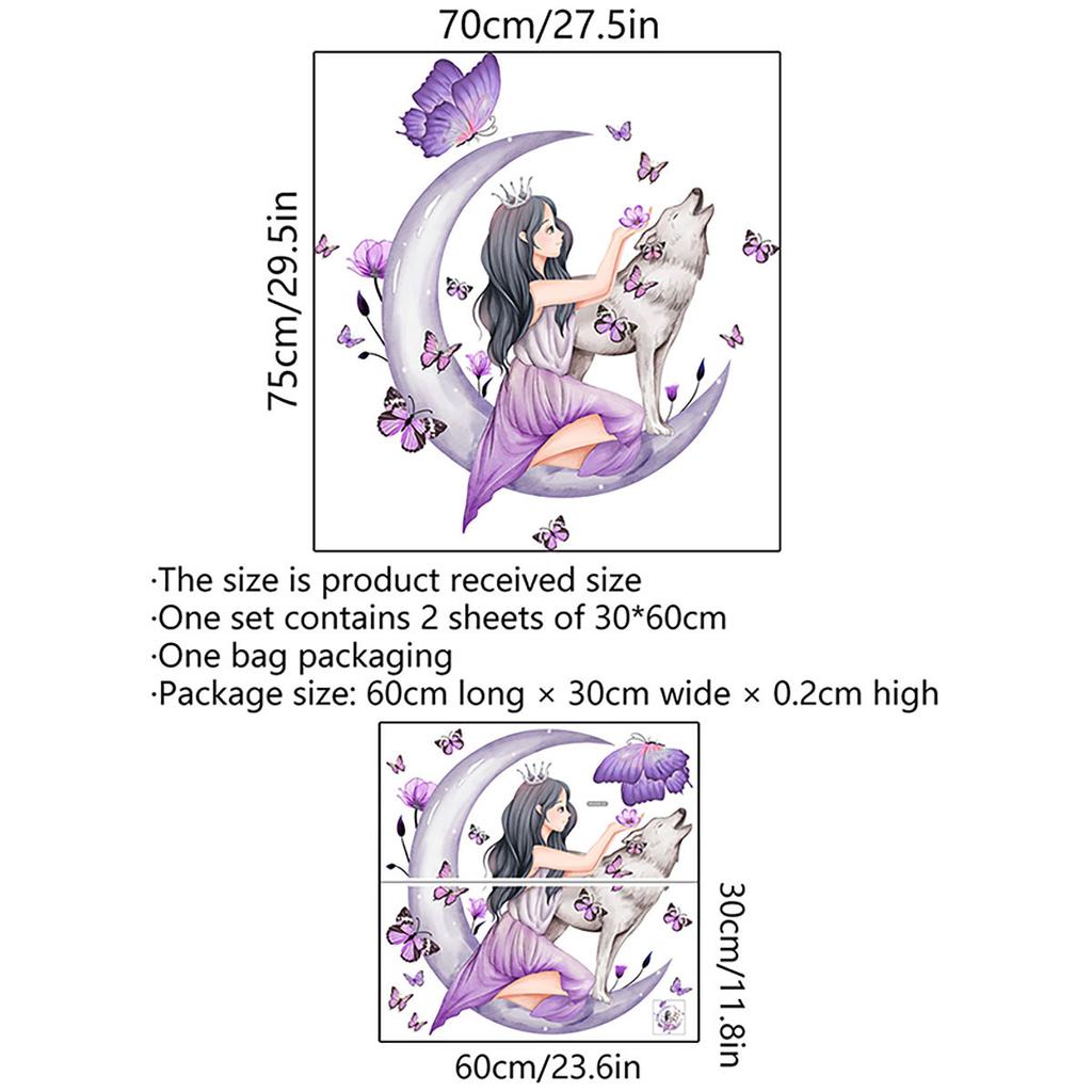 Наклейки на стену Бабочка Волчьей Луны для украшения комнаты девочки, наклейки для детской комнаты, наклейка для спальни