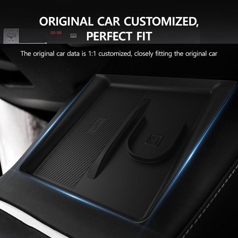 Автомобильная беспроводная зарядка 2-в-1 силиконовый коврик для Tesla Model Y Juniper 2025 противоскользящие аксессуары для мобильного телефона и наушников