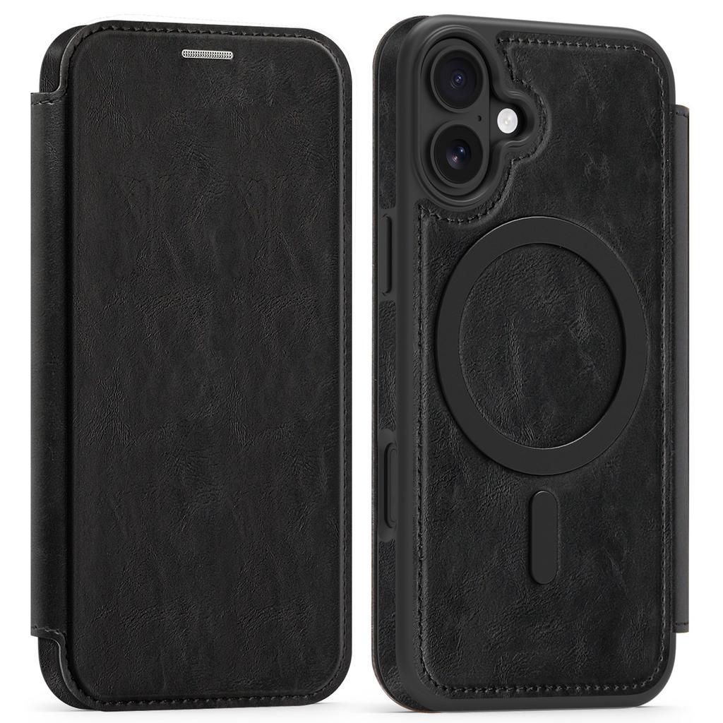 For iPhone 16 Case Compatible with MagSafe RFID Blocking Card Holder Leather Phone Cover