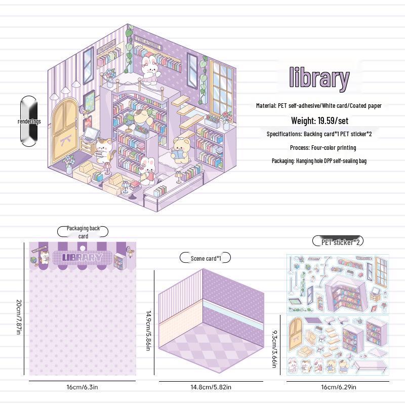 Fairy Tale Cottage 3D Landscape Stickers - Miniature Journal Decoration