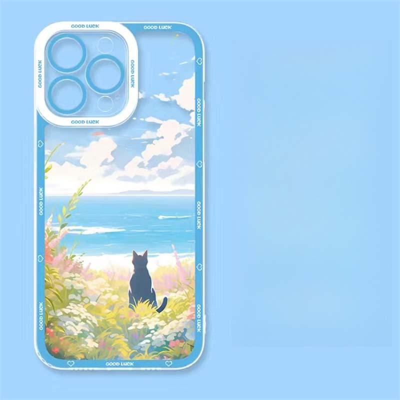 Аниме Пейзаж Милый Кот Цветок Чехол для Xiaomi 15T POCO X7 Pro X5 X6 X3 M3 M4 F5 Pro MI 11 Lite 5G NE Redmi 15C Прозрачная Крышка