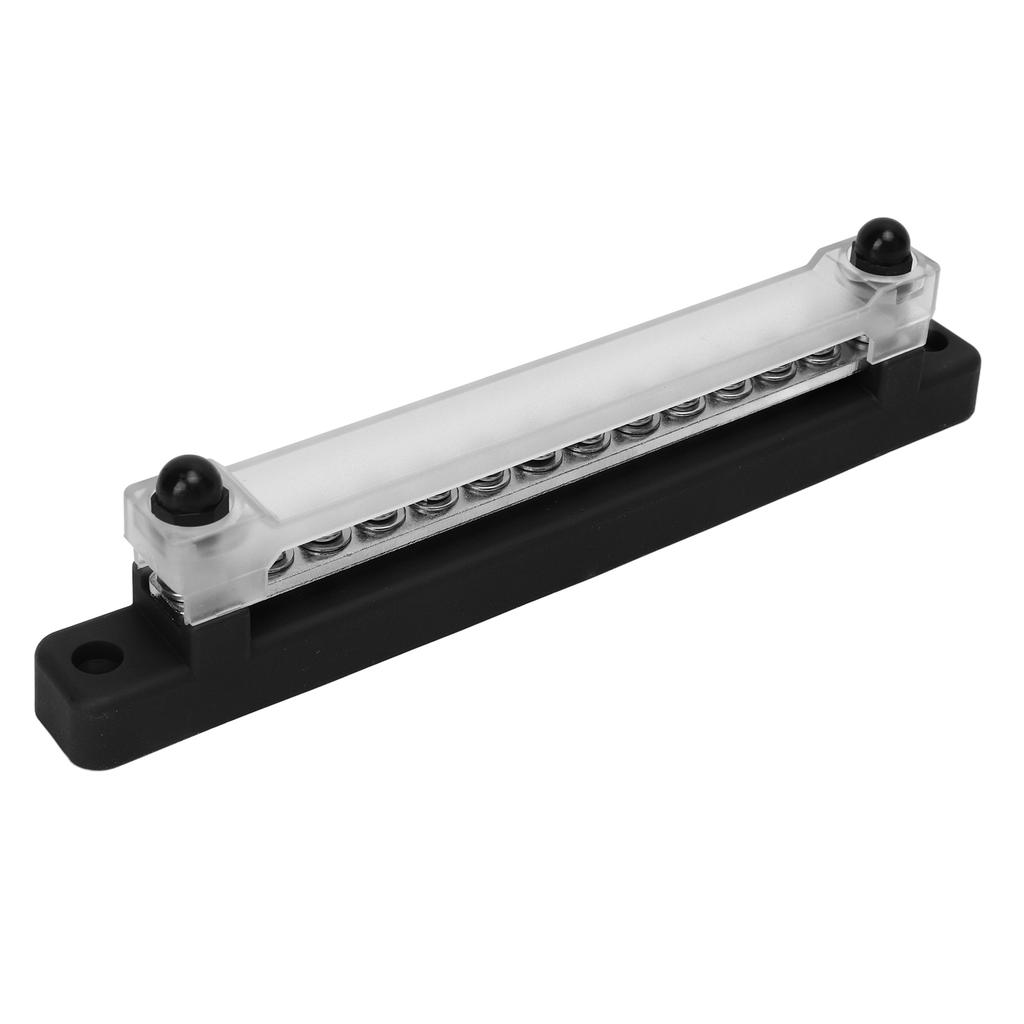 48V 150A 12 Terminal Bus Bar Power Distribution Block with Cover M6 Studs M4 Screws for Car RV Marine Boat Black
