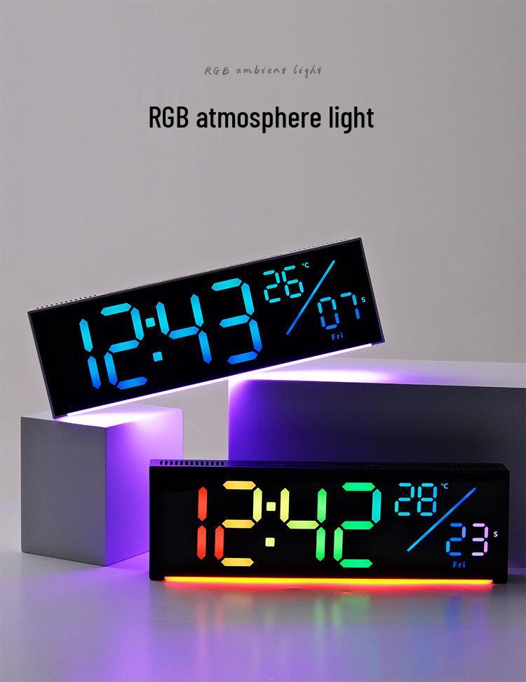 Светодиодные настенные часы с изменением цвета, RGB-дисплей, Многофункциональный будильник, Большие 6677R.