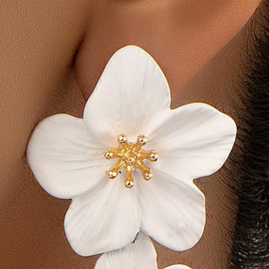 Серьги в форме цветка, двойные слои, 5 лепестков, контрастный цвет, женские украшения для ушей, антикоррозийные, легкие