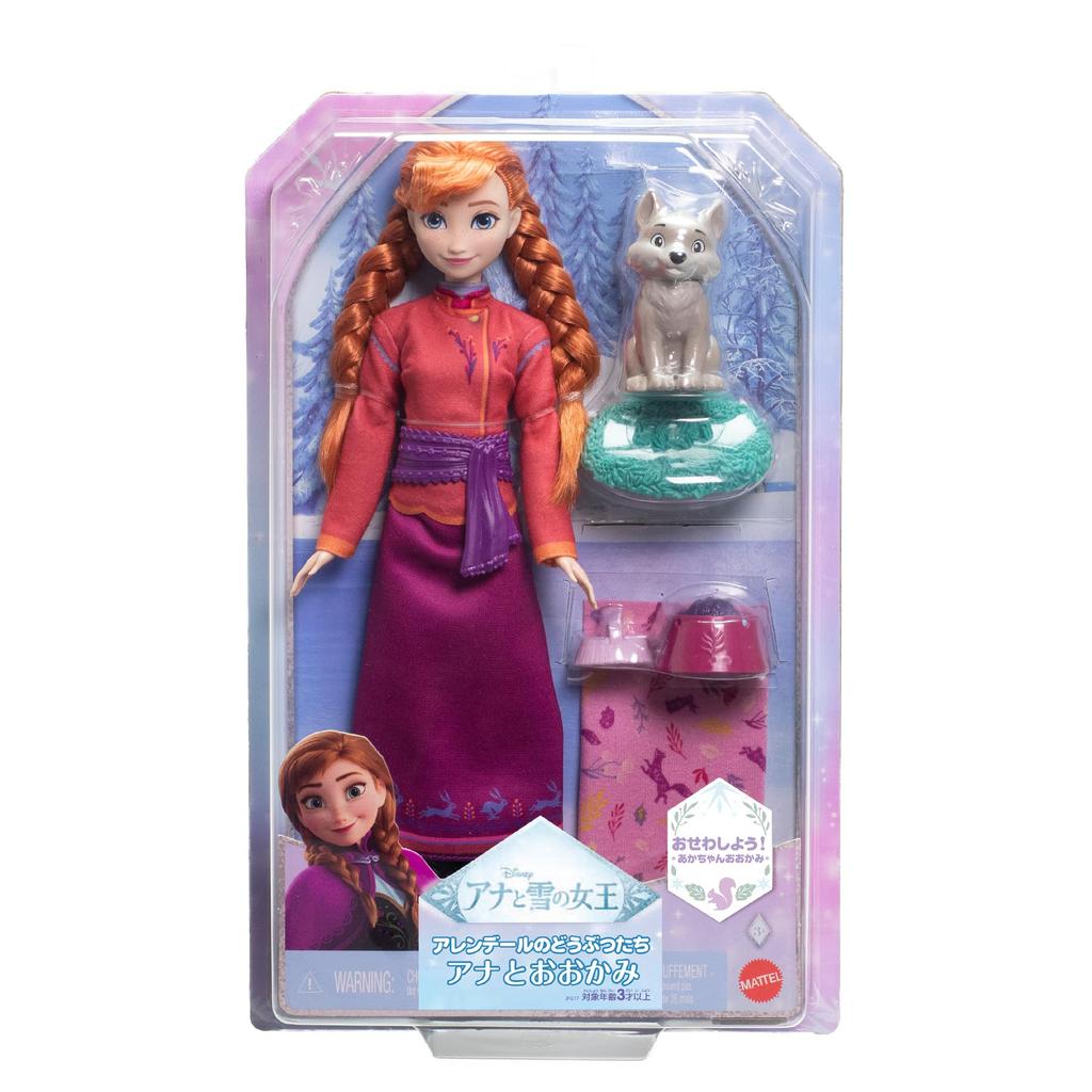 Mattel Disney Frozen Аренделл Животные Анна и Волк Кукла для переодевания Кукольный домик для ролевых игр, Возраст 3+, Красный, JFG17