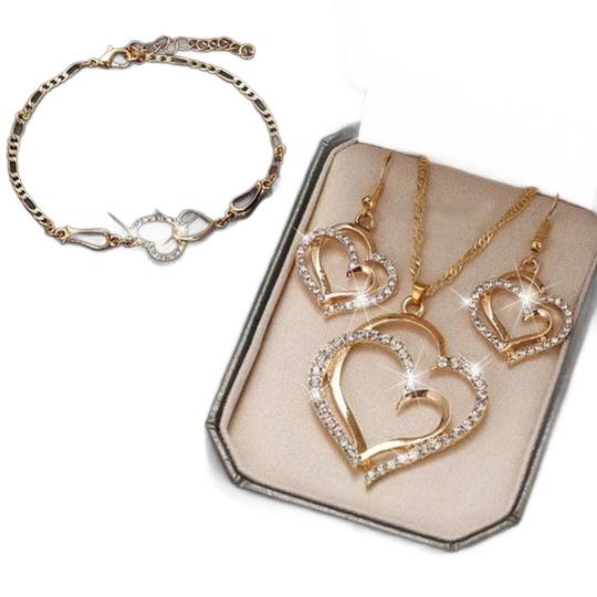 New Popular Jewelry Set Female Personality Versatile Rhinestone Zircon Necklace Earrings Watch Accessories