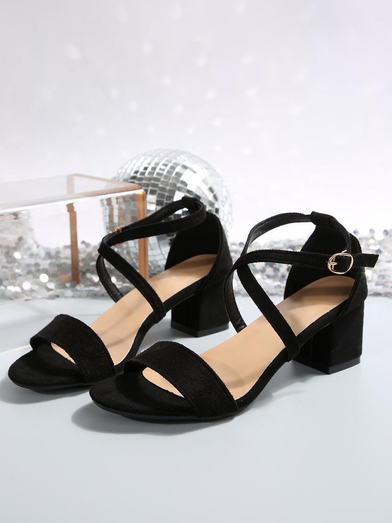 Women Heels Sandals 2025 Summer Fashion Square Low Ladies Elegant Dress High Heels Sandal Ankle Strap Chunky Heels Shoes