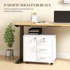 Office pedestal lockable storage unit with 3 drawers and adjustable shelf, wheels, 40 x 60 x 56 cm, white
