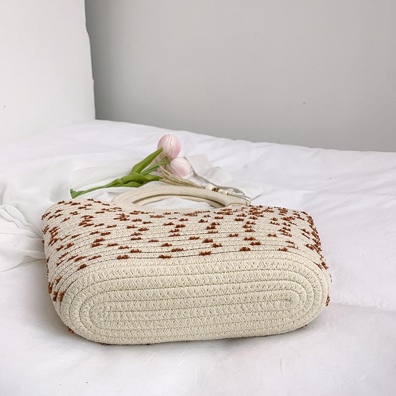 Grass Weaving Bag Summer Fashion Casual Straw Craft Large Capacity For Daily Use