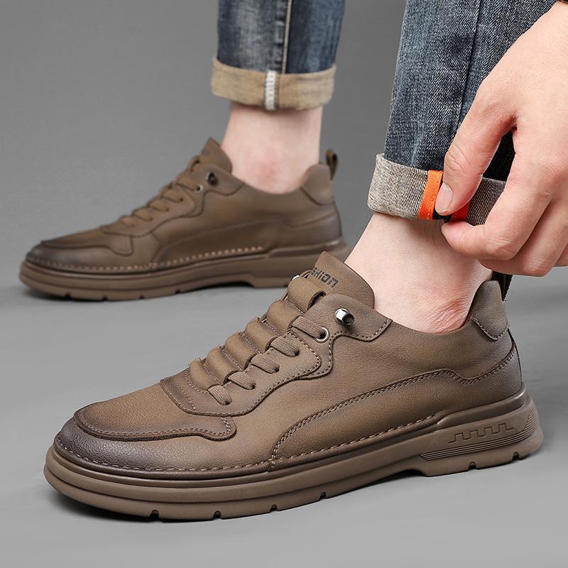 Модная повседневная мужская обувь из натуральной кожи Классический ретро-дизайн Стиль Досуг, прогулки на открытом воздухе и пеший туризм Повседневная деловая офисная обувь Горячая