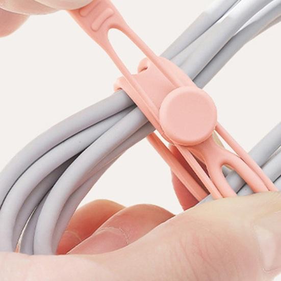 10Pcs Silicone Cable Tie Earphone Phone Charger Computer Power Cord Bundling Strap Reusable Elastic Wire Management Organizer Wrap