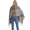 Autumn Winter Scarf Brown Houndstooth Scarf Women's Tassel Shawl