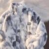 Women's Tie Dye Lamb Fleece Jacket Autumn Winter Zipper Outerwear Warm Plush Jackets Harajuku Casual Loose Female Thick Coat