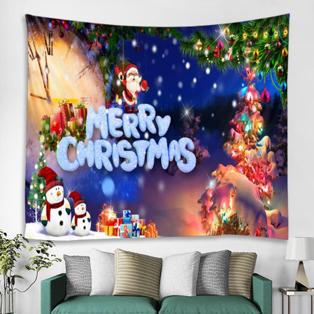 Santa Claus Snow Scene Tapestry Living Room Sofa Backdrop Wall Hanging Christmas Party Holiday Room Decor