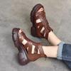 Мода 2024 Лето Черные Женские Сандалии Из Искусственной Кожи Крутые Ботильоны Туфли На Платформе Клинья Sandalias De Mujer Модные Уличные Сандалии