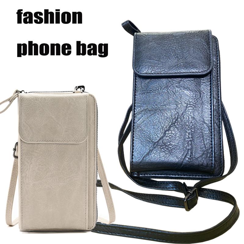 Женская сумка через плечо для телефона, маленькая сумка через плечо, кожаная сумка на молнии, держатель для карт