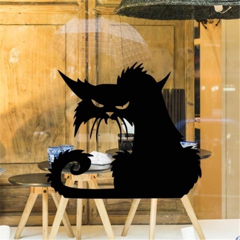 Cute Removable 3D Cats Sticker Black Cats Wall Stickers Window Sticker Halloween Decorations