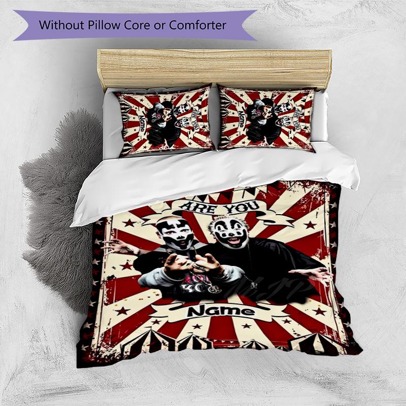 3pcs Custom Name Cartoon Insane Clown Posse Bedding Set Duvet Cover Closure Includes 1 Duvet Cover & 2 Pillowcases for All Seasons Bedroom Decor