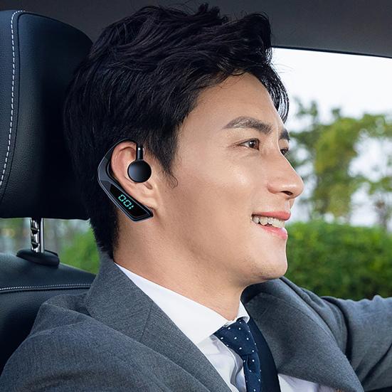 V18 Bluetooth-compatible Earphone Bone Conduction LED Ear Hook Digital Display Business Sports Wireless
