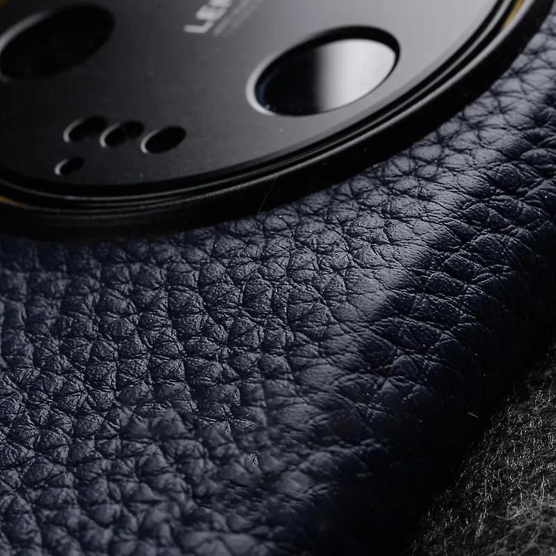 MELKCO For Xiaomi 13 Ultra Genuine Cow Leather Coated PC Mobile Phone Case Incomplete Shell-Black