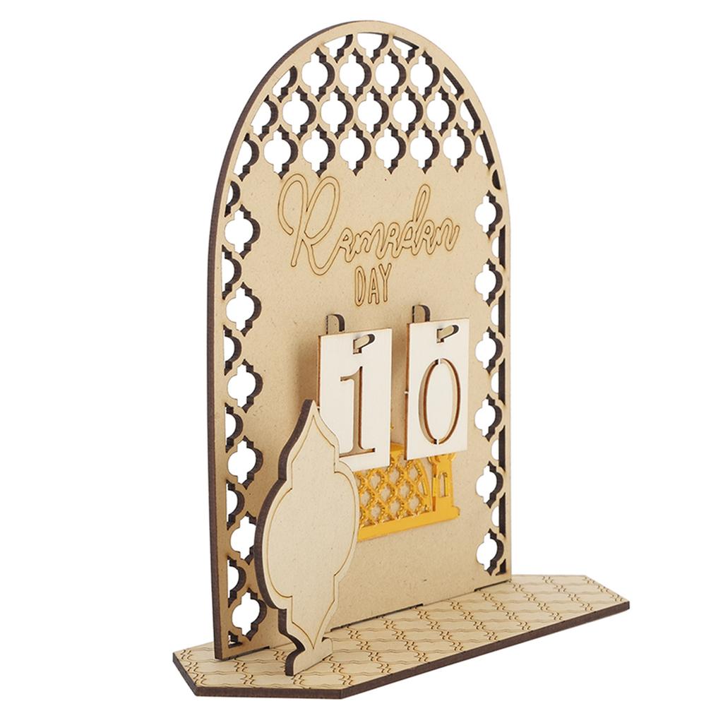 Ramadan Countdown Calendar Wooden Decorative Ornament DIY Eid Calendar for Home Party Holiday Type