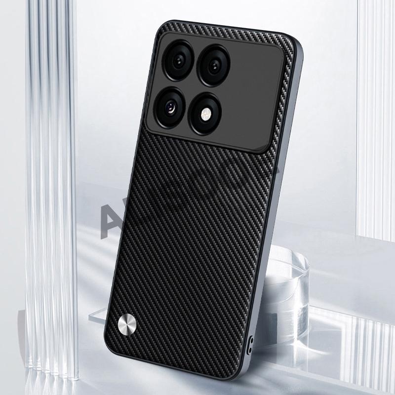 Чехол для POCO F6 Pro 5G Чехол Роскошный Текстура Карбонового Волокна PU-Кожа Защитный Чехол для Xiaomi POCO F6 Pro Capa
