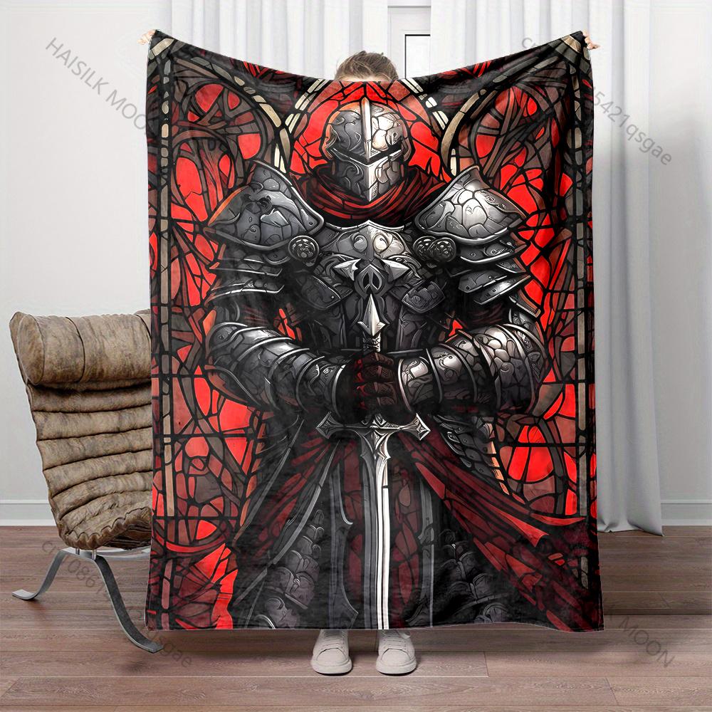 Multiple sizes Samurai with red sun background print blanket adult children warm for home travel soft and comfortable blanket