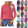 Women's Fashion Casual Solid Color Printed Seven-point Sleeve V-neck Button-down T-shirt