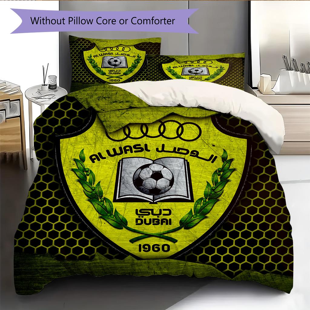 Al Wasl Football Club Pattern Bedding Quilt Set Home Decoration Gift (1 * duvet cover + 2 * pillowcase without core)
