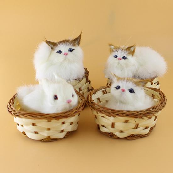 Прекрасная имитация животного, кукла, плюшевая мини-корзина, кошка, кролик, собака, детская рождественская игрушка