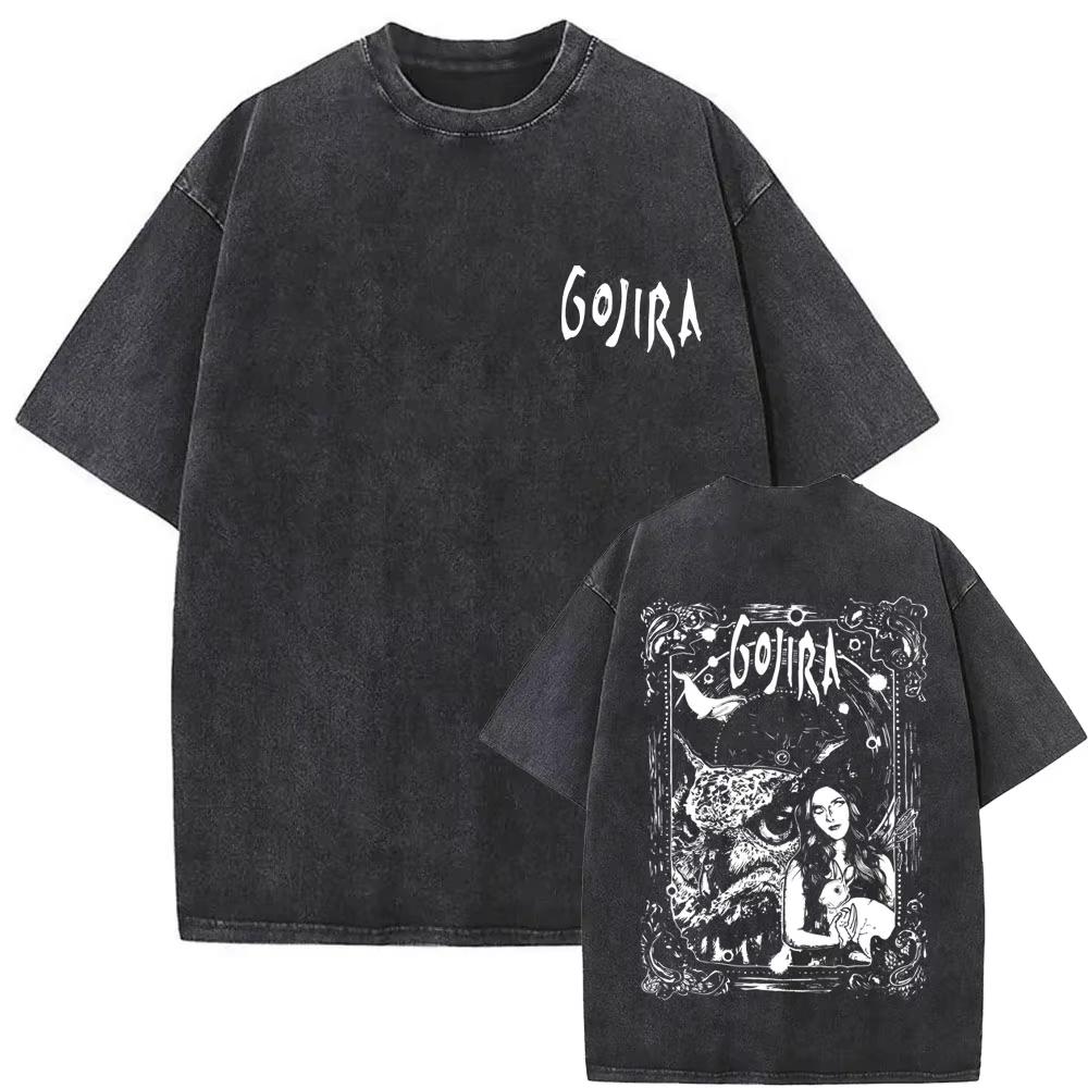 Летняя мода 2026 Модная футболка Стираная Винтажная Метал-группа Gojira Футболка От Марса до Сириуса Летающие киты Змея Графические футболки
