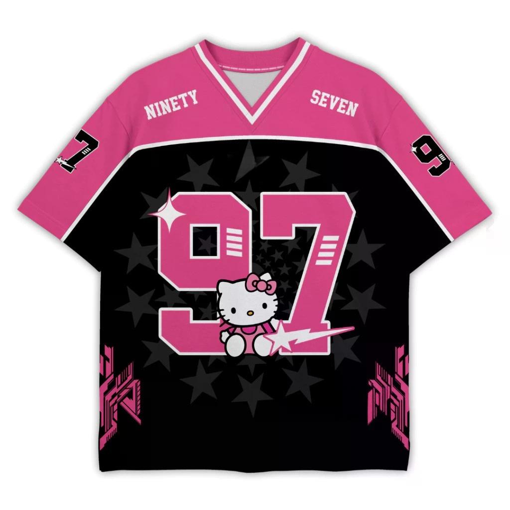 2026 Summer HelloCat 3D Print T-shirt, Y2K Aesthetic Cute Pink Black Star Fashion Casual Breathable Soft Unisex T-shirt