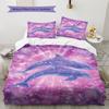 Мультяшная цветная дельфиновая постельное белье Домашний декор Подарок на день рождения (1 пододеяльник + 2 наволочки, без наполнителя)