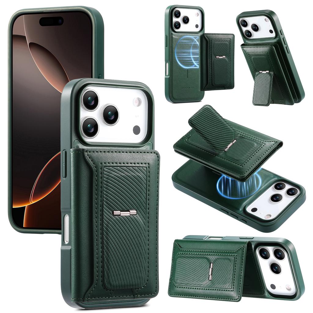 CASENEO Для iPhone 17 Pro Max Съемный Магнитный Чехол для Телефона с Держателем для Карт Подставкой TPU PU Кожа PC Чехол для Телефона Совместимый с MagSafe