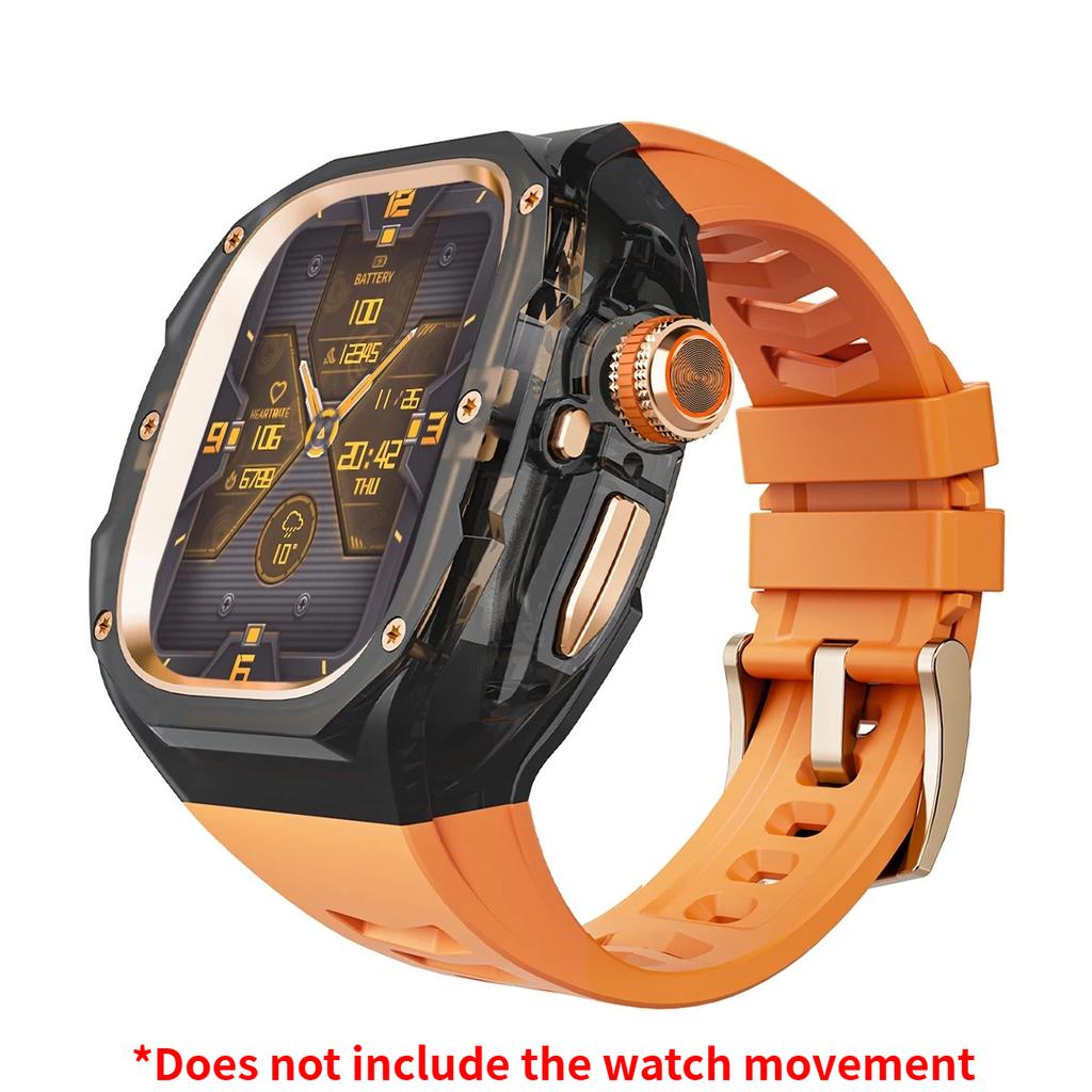 Роскошный мод-комплект для Apple watch Ultra 3/2/1 49 мм Спортивный резиновый ремешок+чехол для Iwatch ultra 49 мм Прозрачный ледяной чехол Комплект для переделки