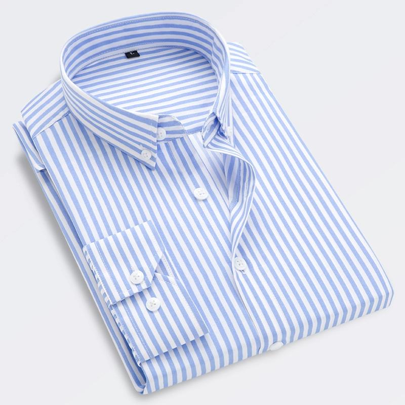 Men's Striped Shirts Trun Down Collar Business Formal Shirt Men Slim Korean Style Casual Long Sleeve Shirts