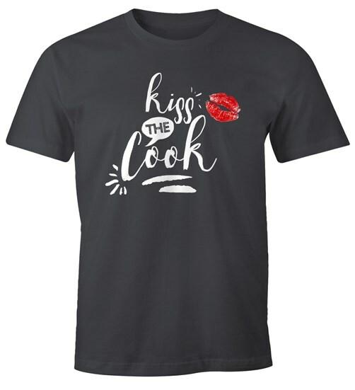 Men's T-Shirt Kiss the Cook Fun Shirt Saying Shirt Chef Foodie Grilling BBQ