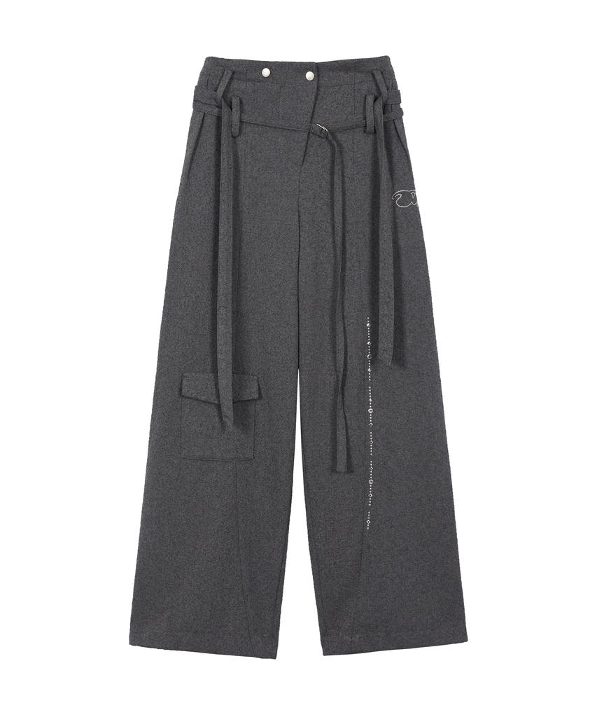 DEBBY UPPER Belt Layered Trousers_Gray