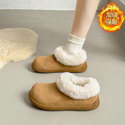 Одна педаль и два носка флисовые утолщенные повседневные 2025 хлопковые туфли зимние пушистые туфли сноубутсы женские на платформе новые Birkenstock