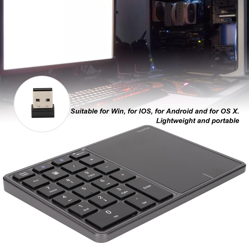 2 in 1 Wireless Number Pad Toucad 22 Keys Wireless  4.2 2.4G Type C Charging 500mAh Battery Numeric Keypad