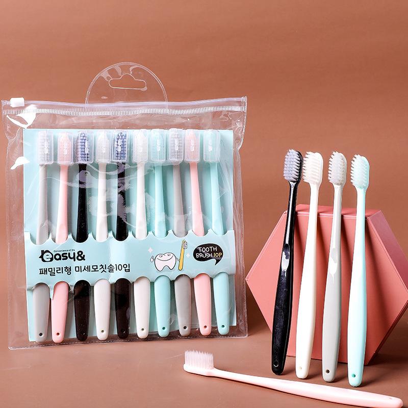 10 шт./комплект Натуральная мягкая зубная щетка Мягкая щетина Отбеливание зубов Зубная щетка Macaron Уход за полостью рта с защитным чехлом