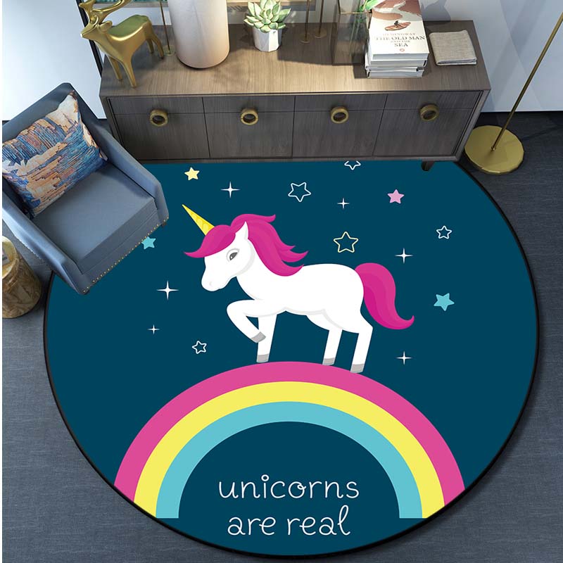 Коврик с принтом Русалки и единорога, круглый ковер с рисунком, коврик для кухни, спальни, игровой коврик для детской комнаты, детский игровой коврик, домашний декор