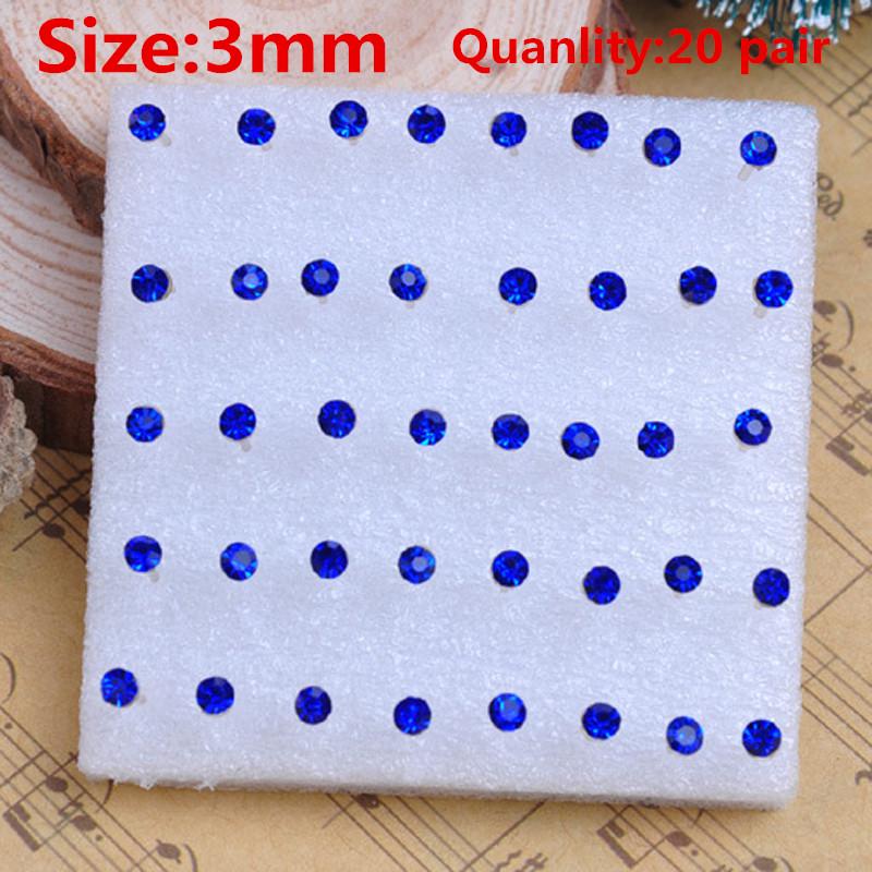 Модные разноцветные серьги для девочек, 20 пар в упаковке, серьги-гвоздики со стразами, модные милые женские серьги-гвоздики с кристаллами