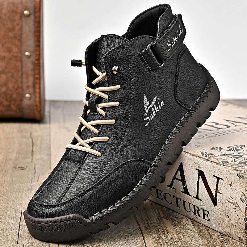 Fashion Stylish Mens Low Top Sneakers 2025 New Outdoor Motorcycle Boots Lace Up Non-Slip Ankle Boots Classic Mens Leather High Top Shoes