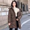 Модная, Приталенная и Облегающая Куртка с хлопковой подкладкой для женщин Зима, Утепленное Пальто средней длины