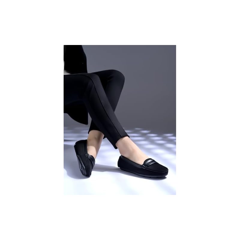 Shoetopia Замшевый верх Детализированные черные лоферы для женщин и девочек /EU39